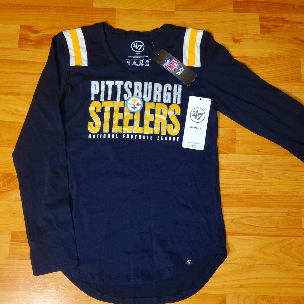 New Pittsburgh Steelers NFL Women's Small Long Sleeve shirt from 47 Brand, Black